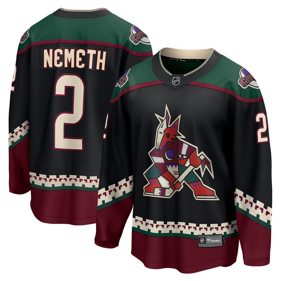 Men Arizona Coyotes 2 Patrik Nemeth Fanatics Branded Black Home Breakaway Player NHL Jersey